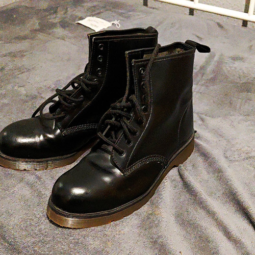 Men black leather marten - leather,
