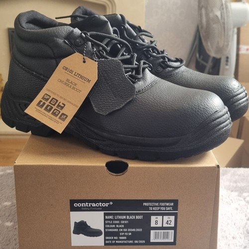 Men black leather contractor - men's,